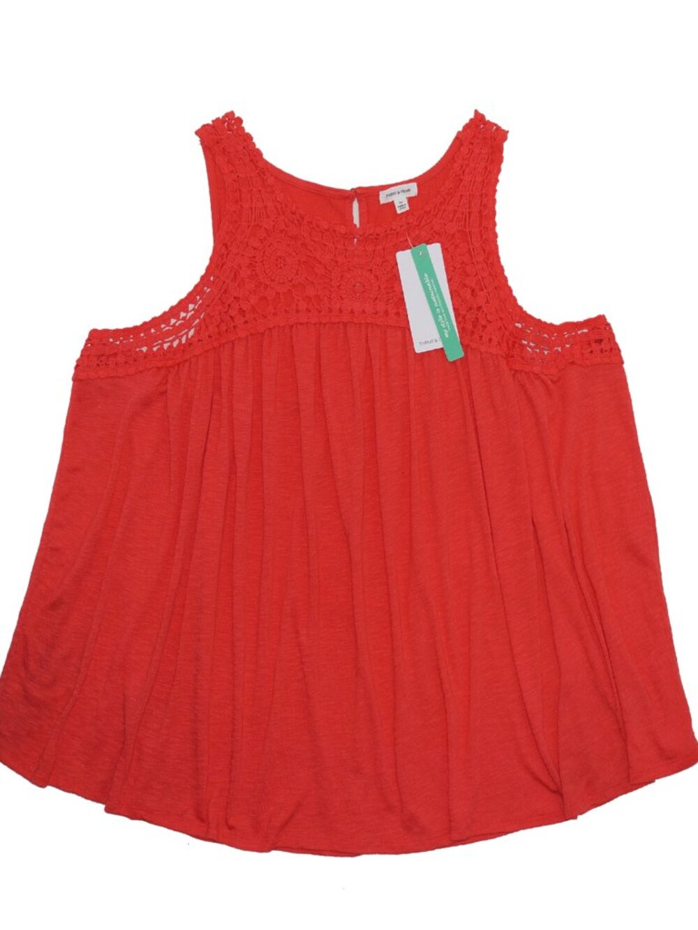 Thread and Clover Orange Chrochet Boho Sumer Vacation Tunic Tank Top Size 3X